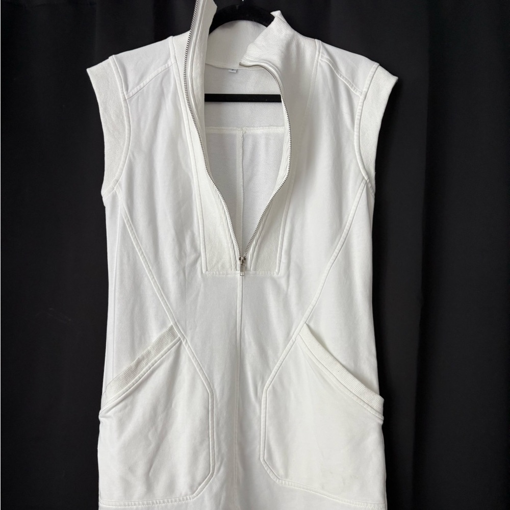 White Sleeveless Zip-Up Dress